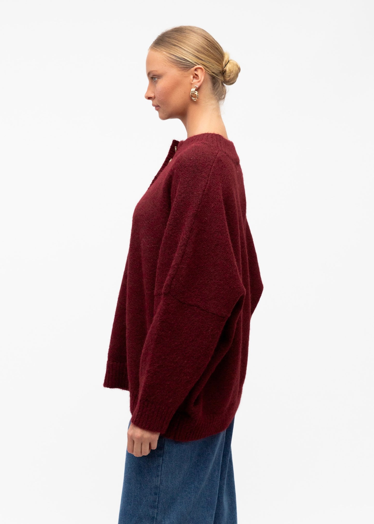 Half Placket Jumper | wine