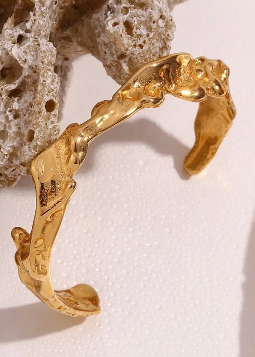 Irregular Hammered Gold Cuff