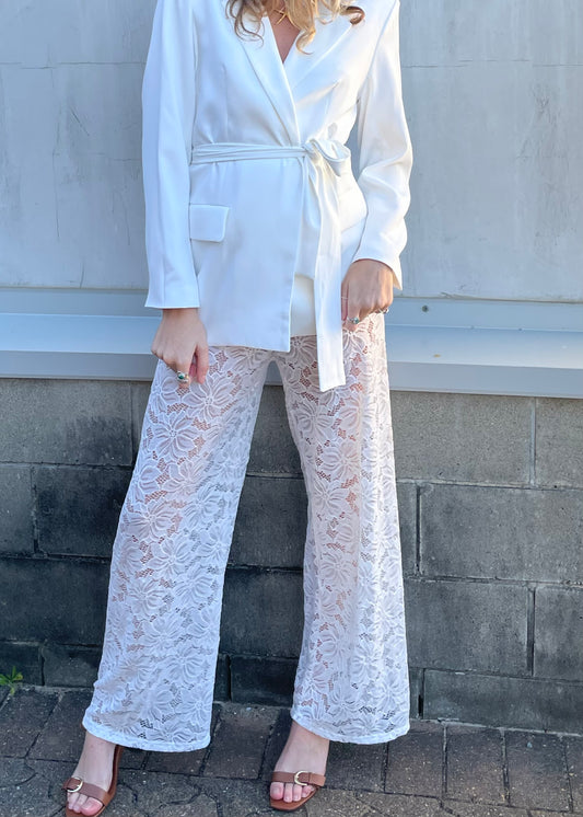 Lace Pants | White