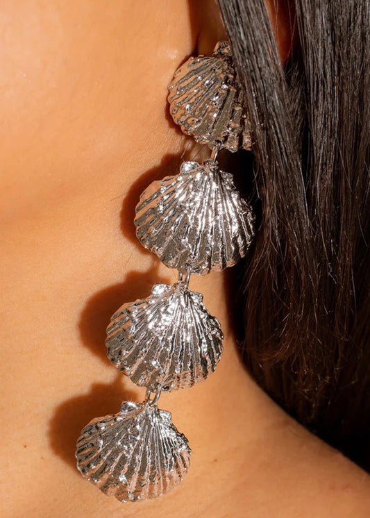 Scallop Drop Earring non Tarnish Silver plated