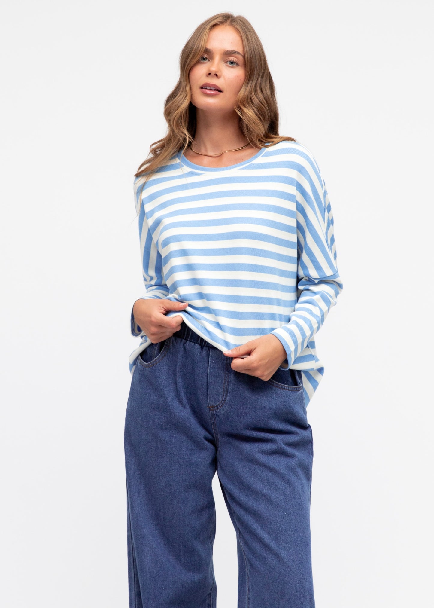 Striped Long Sleeve Top | Blue White