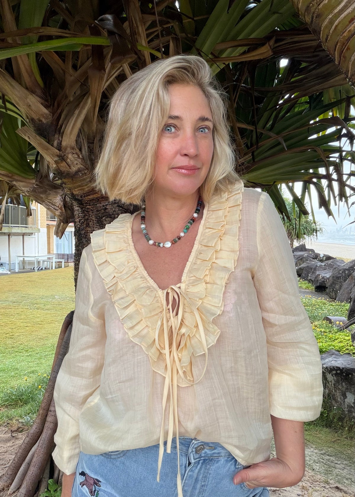 Ruffle Shirt - Apricot