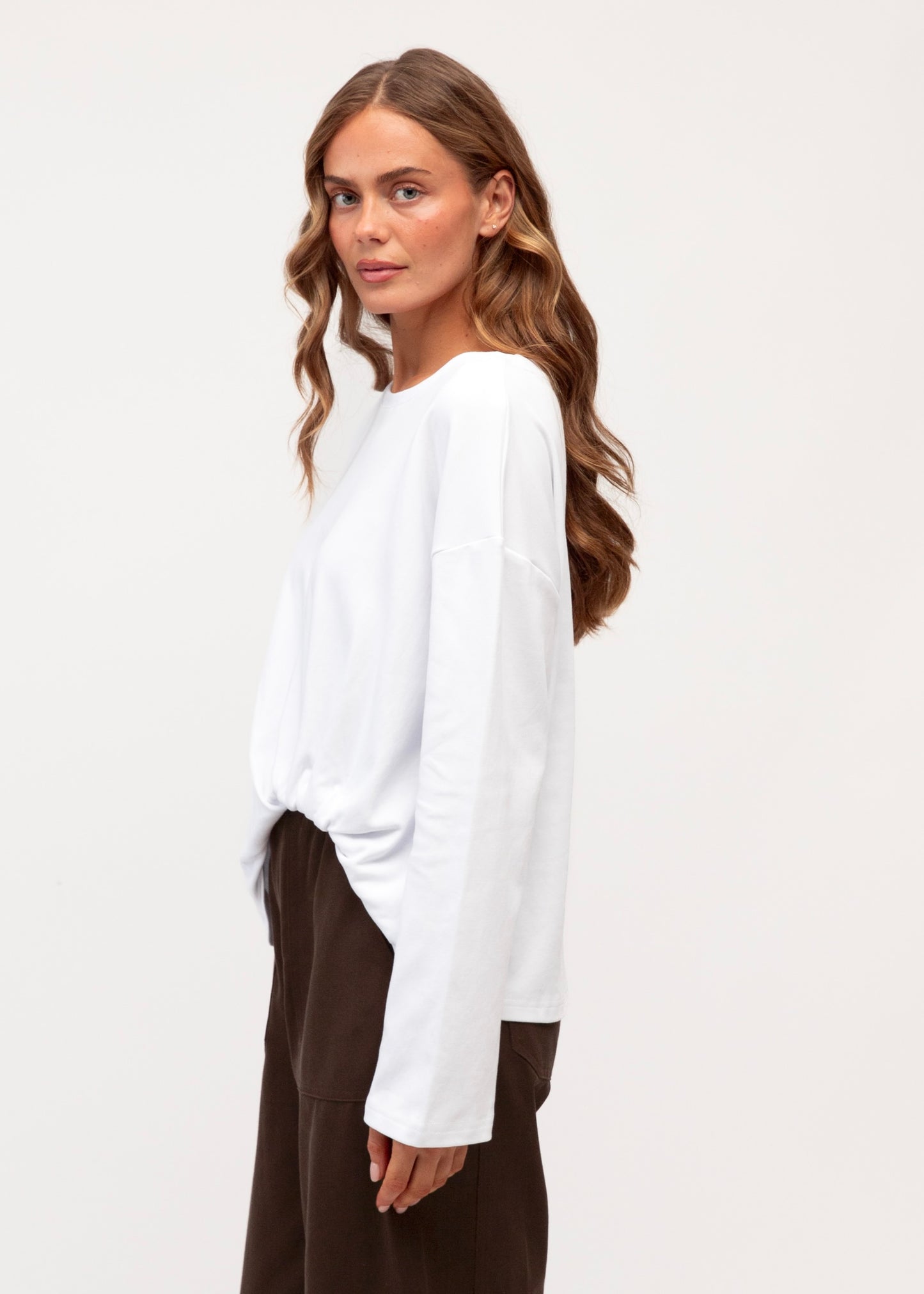 Easy Tuck Tee Long Sleeve |  White