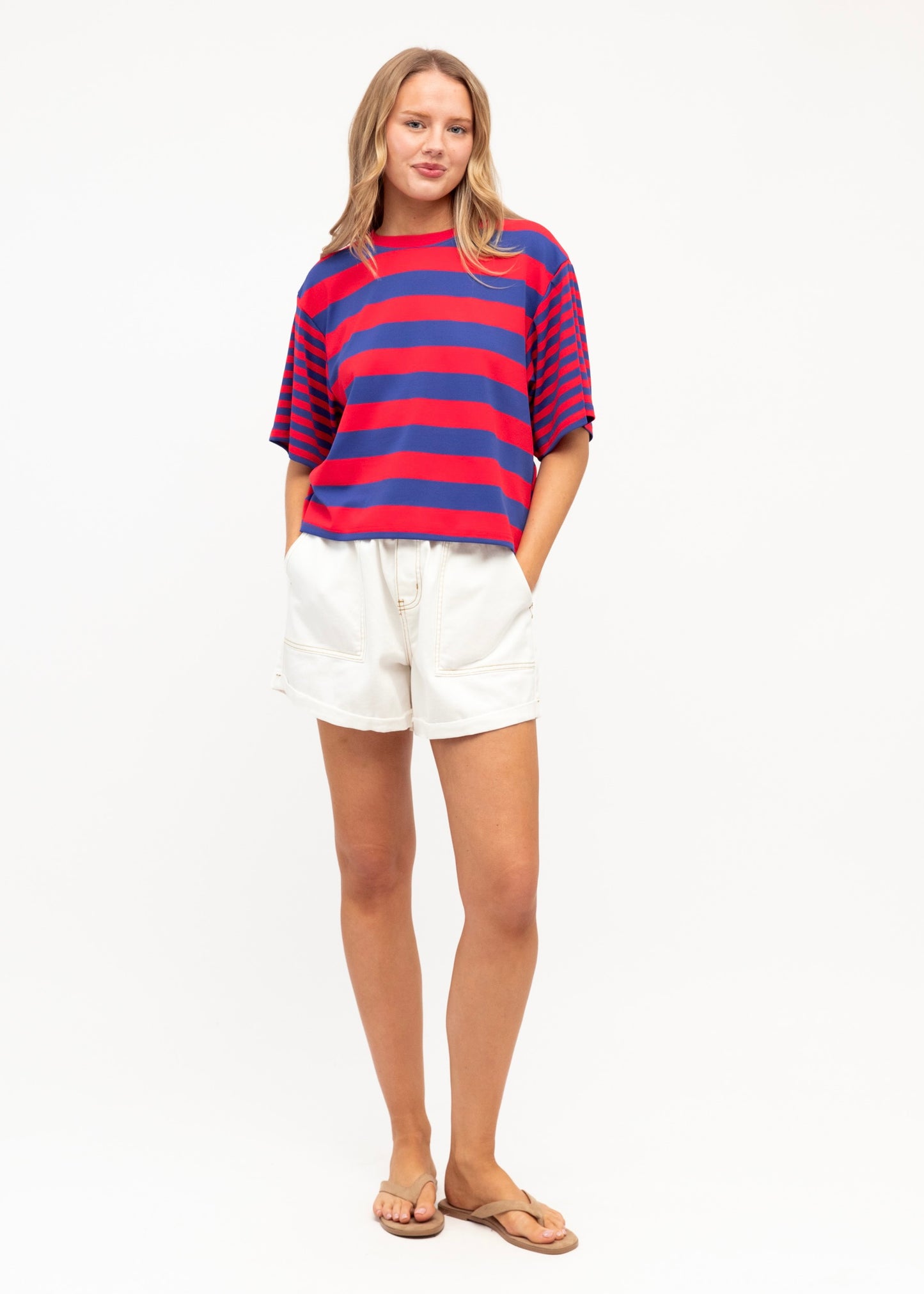 Mandy Stripe Tee - Blue Red Stripe
