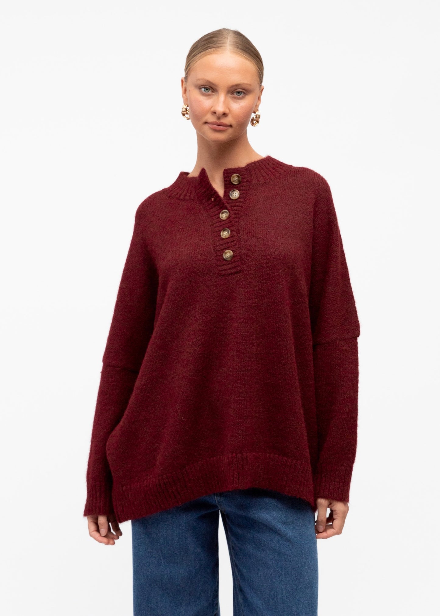 Half Placket Jumper | wine