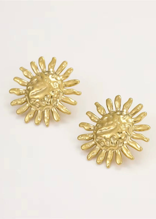 Sun Flower Gold Earring