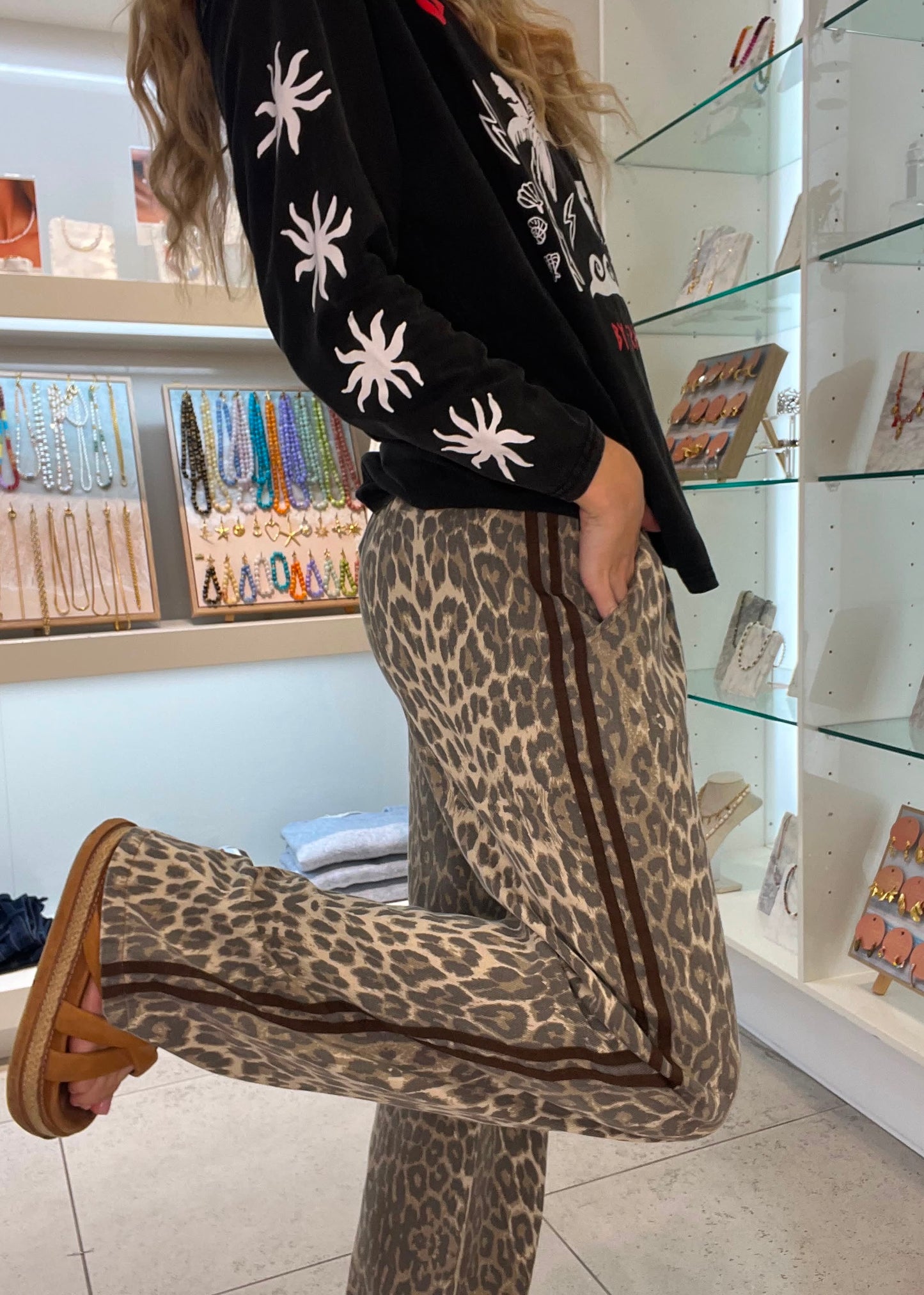 Leopard Racer Pants | Choc Stripe