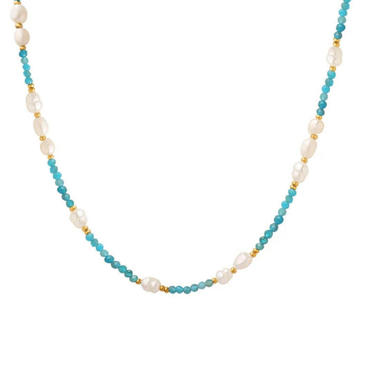 Santorini freshwater pearl and bead necklace