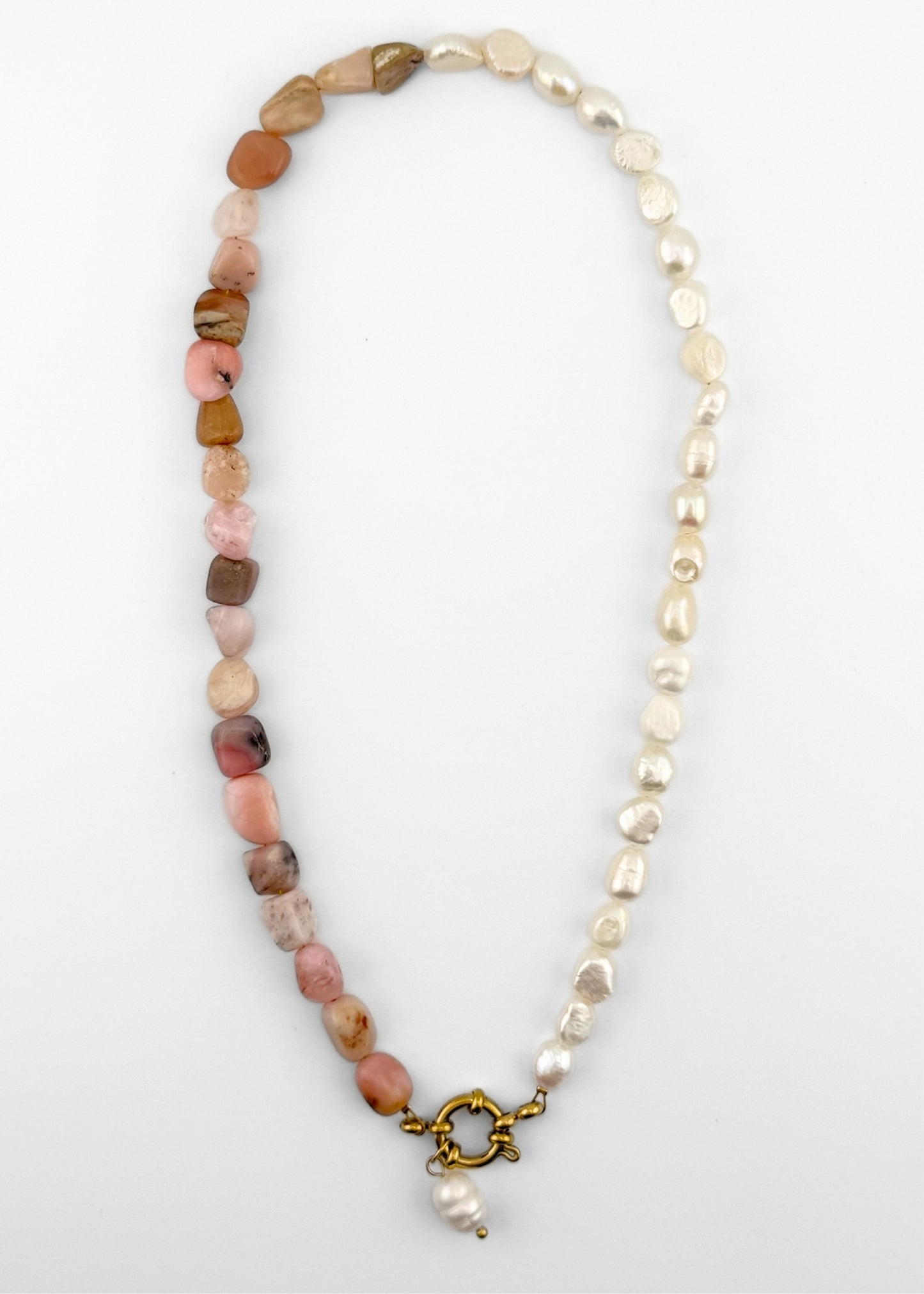 Rose Necklace | Pink Opal & Freshwater Pearl