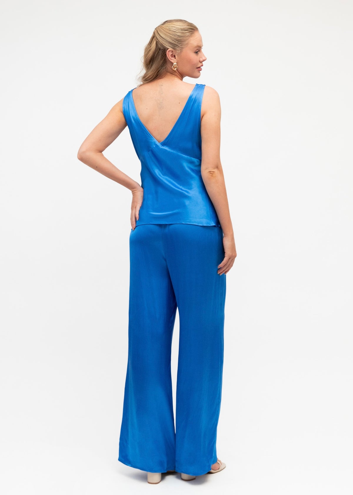 Amara Satin Pants | Blue