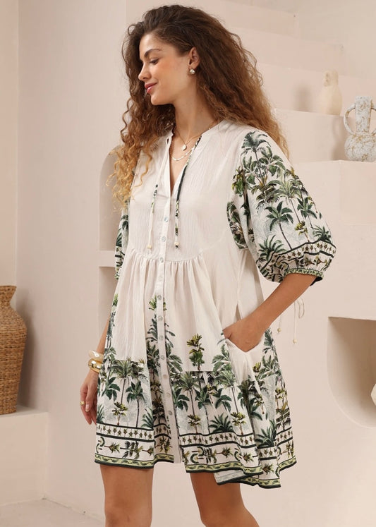 Palm Tree Babydoll Dress