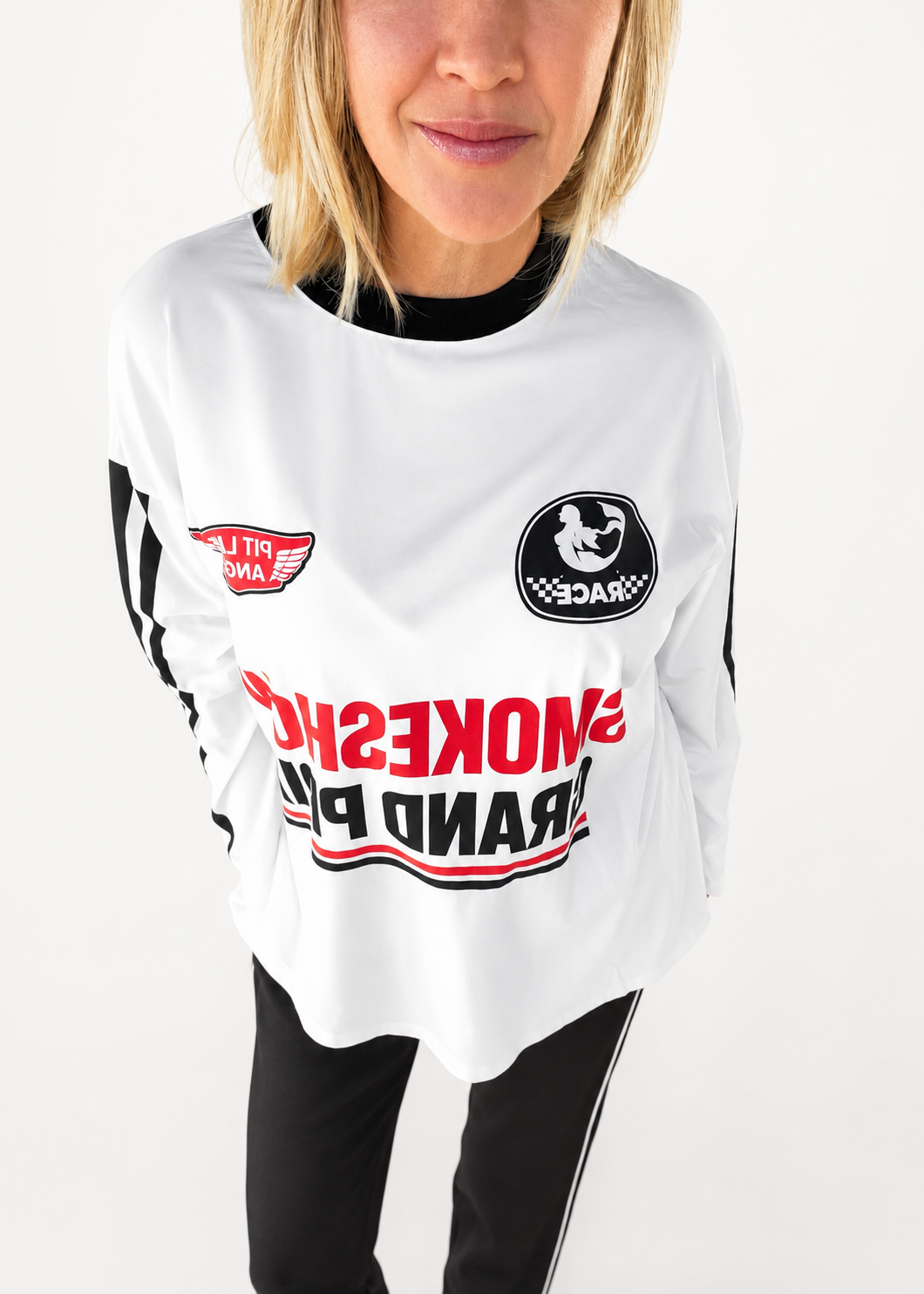 Smoke Show Grand Prix Long Sleeve Tee | White