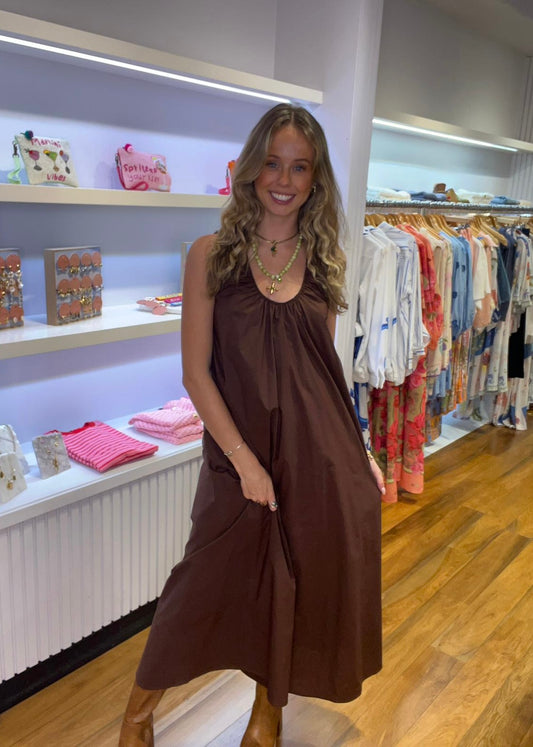 Gathered Maxi Dress| Chocolate