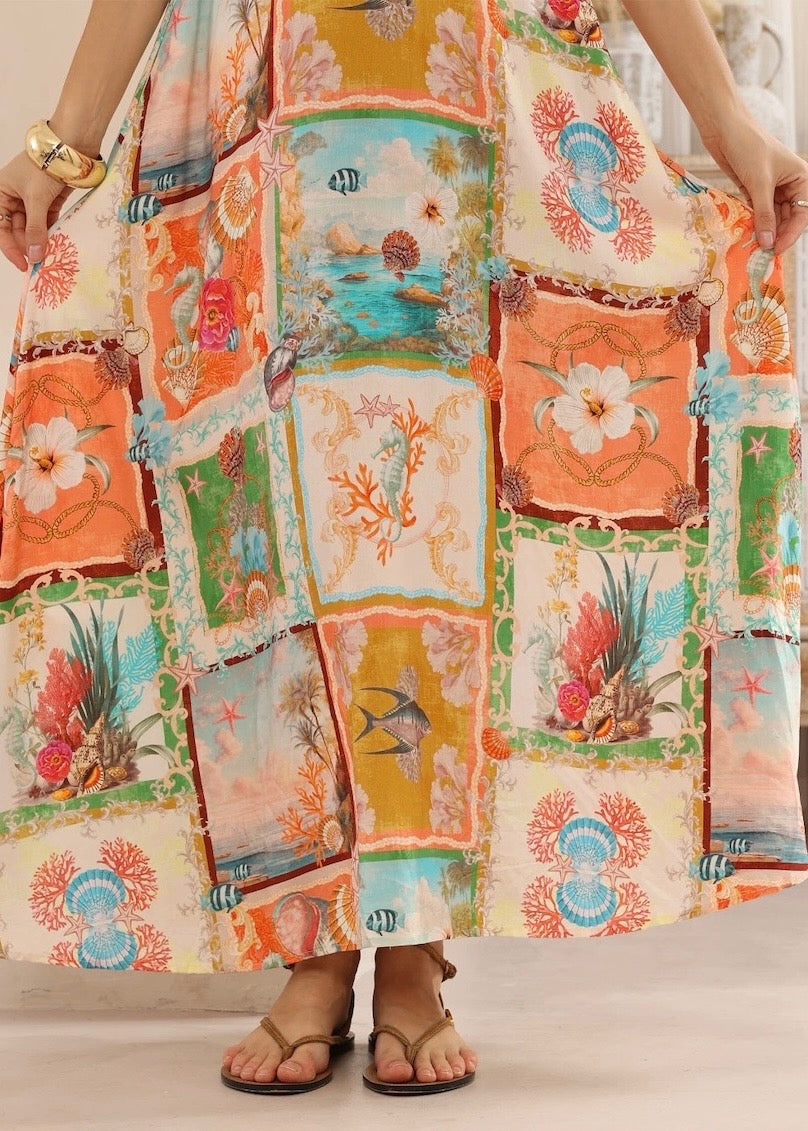Seaside Maxi Dress Sleeve | Multi