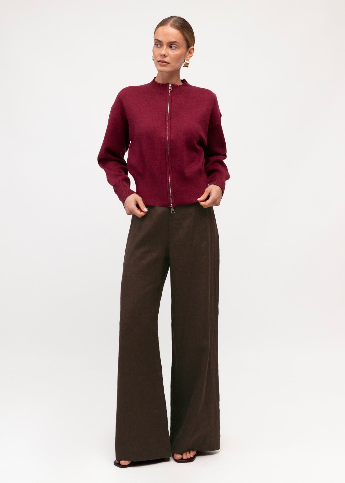 Zip Up Kit Jacket | Wine