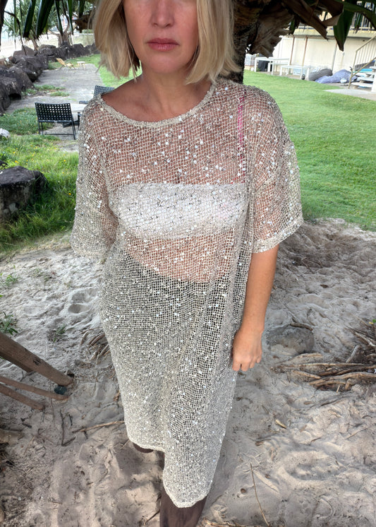 Sequin Maxi Dress | Beige