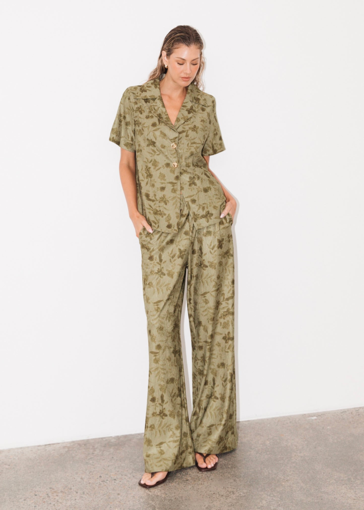 Textured Shirt | Khaki Print