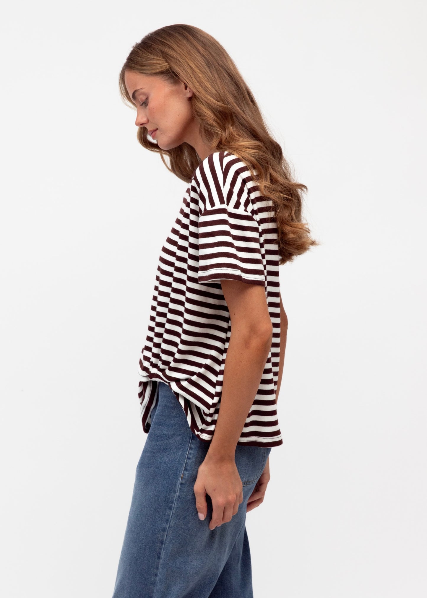Easy Tuck Tee| Brown/Ivory