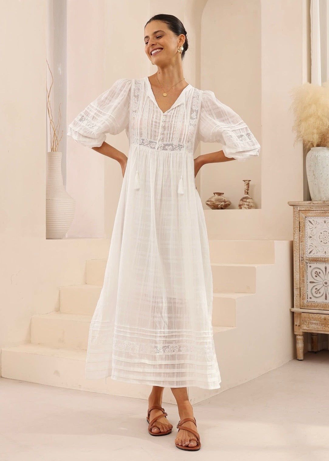 Lace Maxi Dress | White