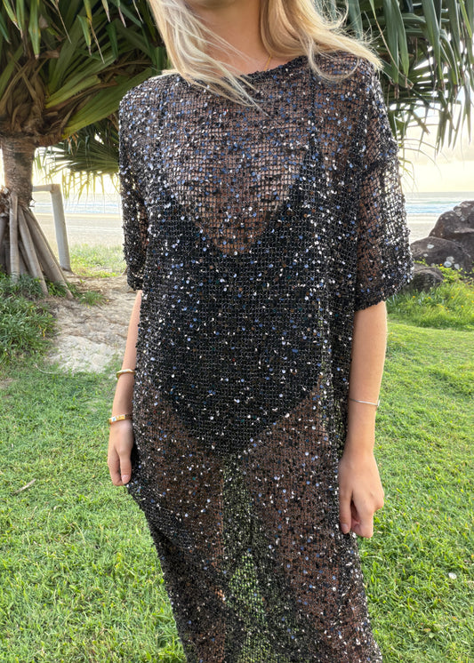 Sequin Maxi Dress | Black
