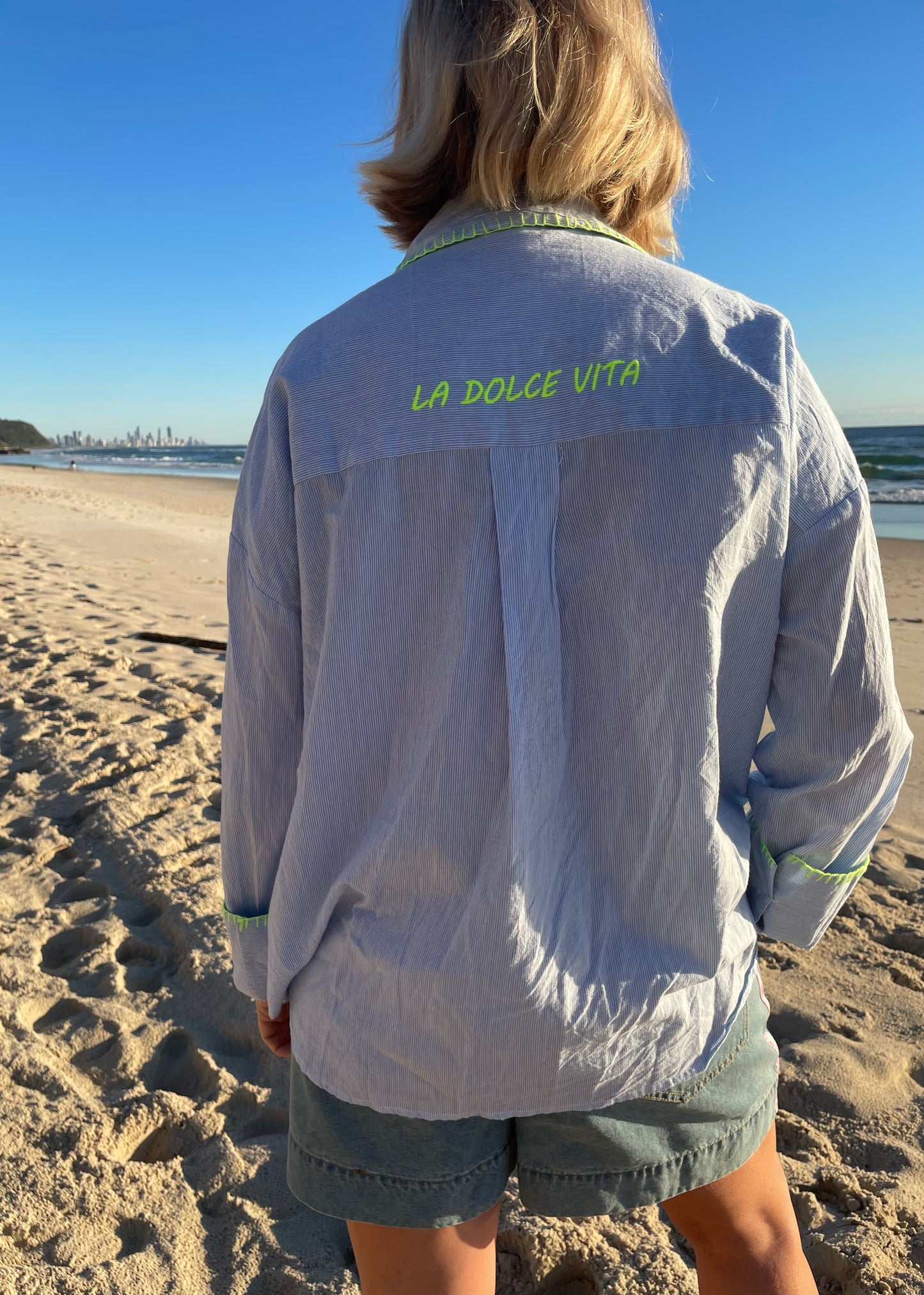 La Dolce Vita Embroidered Shirt | Blue