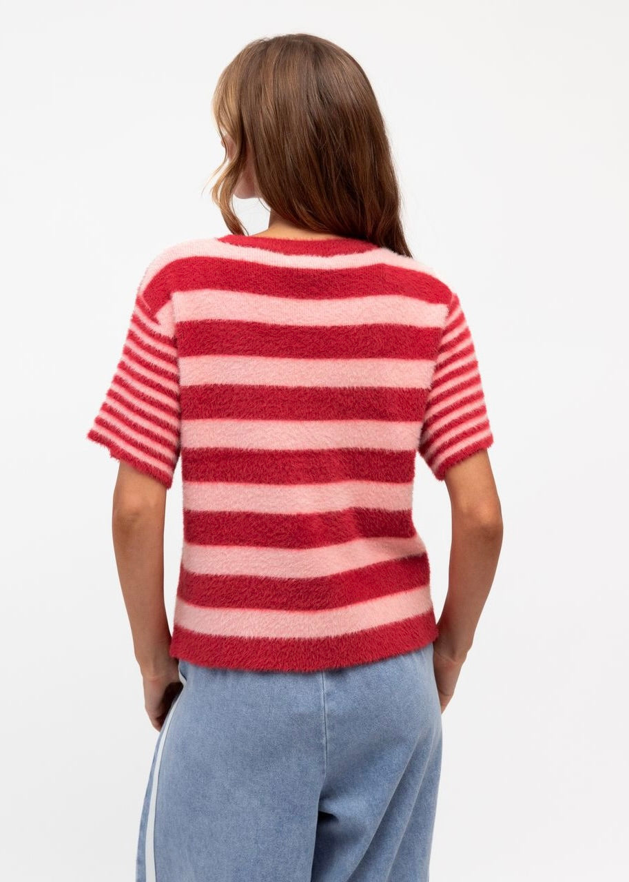 Vanessa Stripe Knit Tee | Red