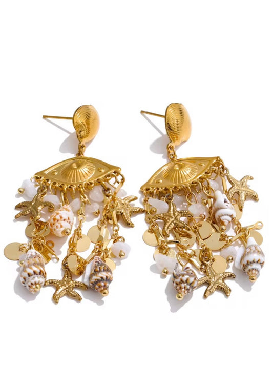 Conch Shell Gold Earring