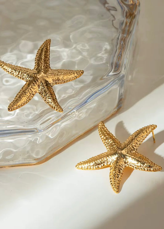 Textured Starfish Earring | Gold