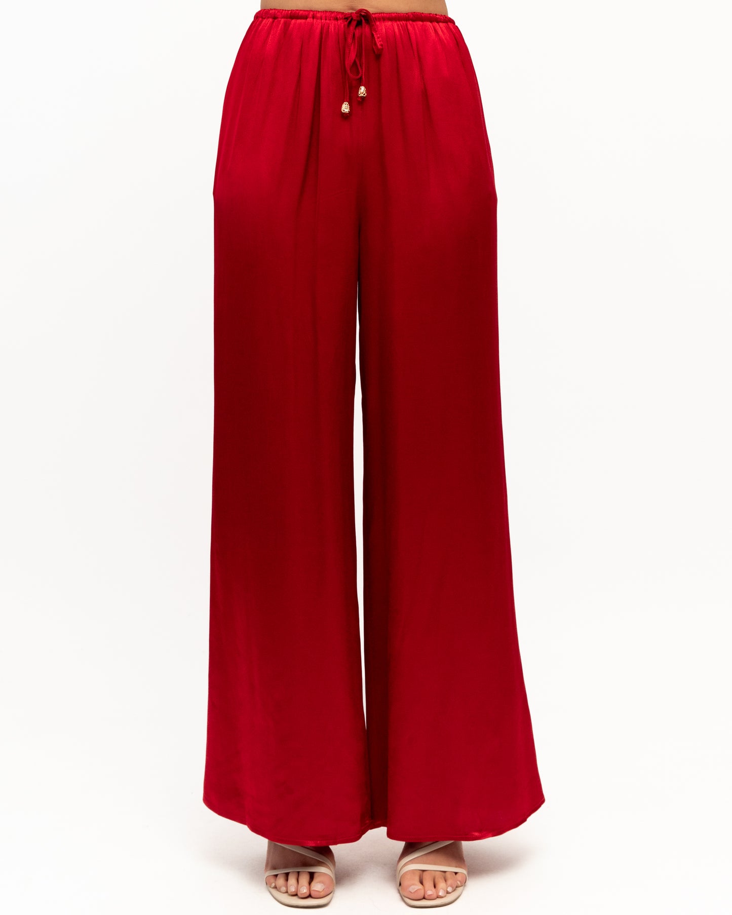 Amara Satin Pants  - Red