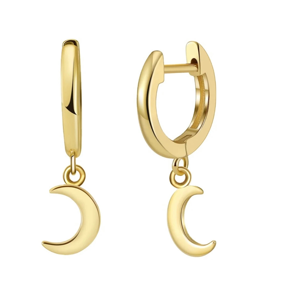 14k Gold Plated 925 Silver, Crescent Moon Earring