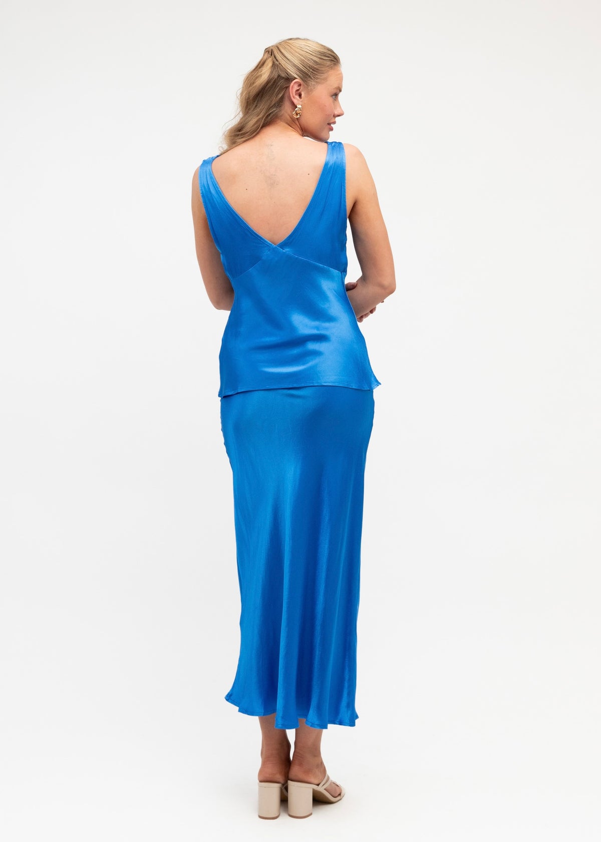 Amara Satin Skirt | Blue