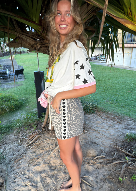 Black Heart Shorts | Leopard