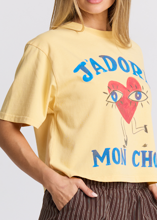 J’adore Mon Chou Boxy Crop T-shirt | Butter