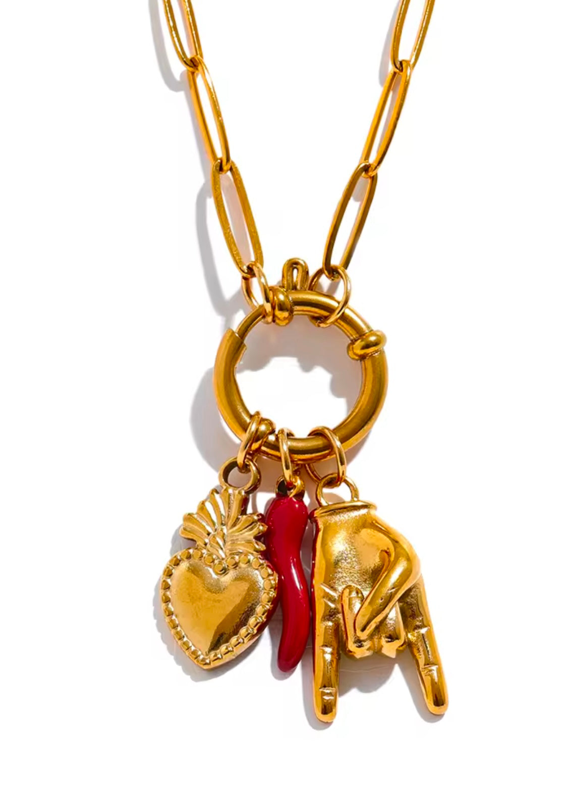 Rock On Gold Charm Necklace