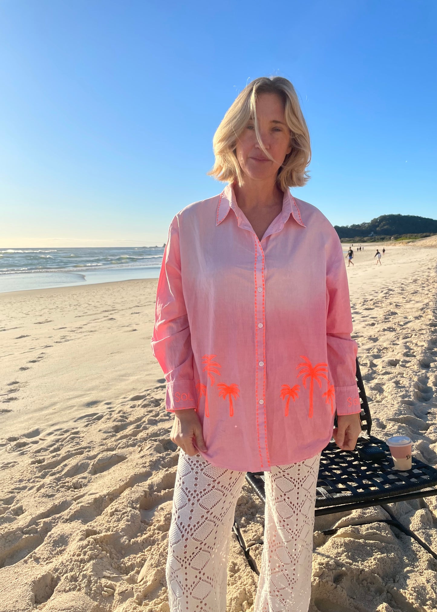 Palms Embroidered Shirt | Pink