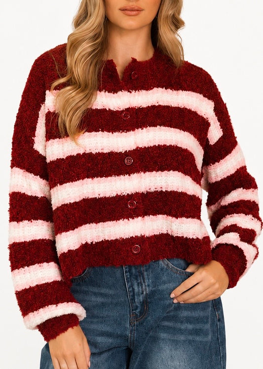 Rosewood Stripe Jumper | Wine