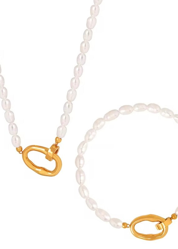Fresh Water Pearl Charm Necklace 42cm