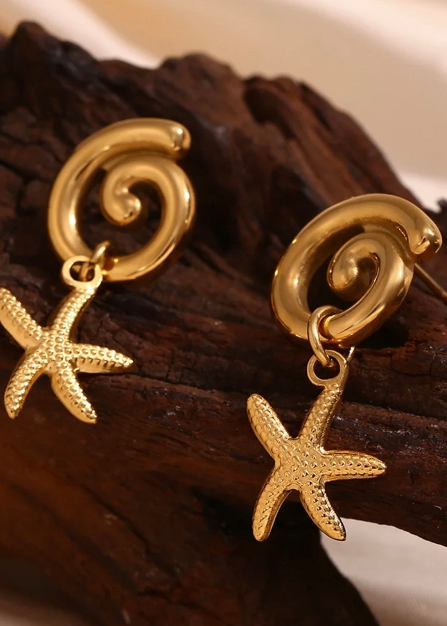 Starfish Gold Drop Earring