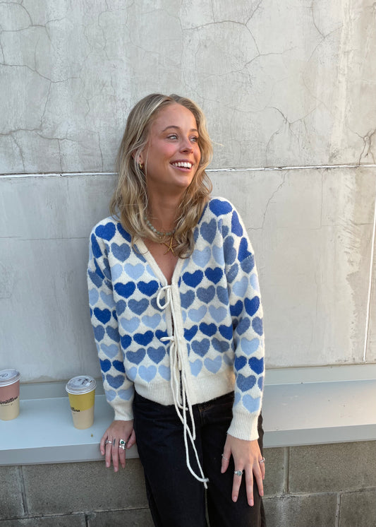 Love Heart Wool Cardi | Blue