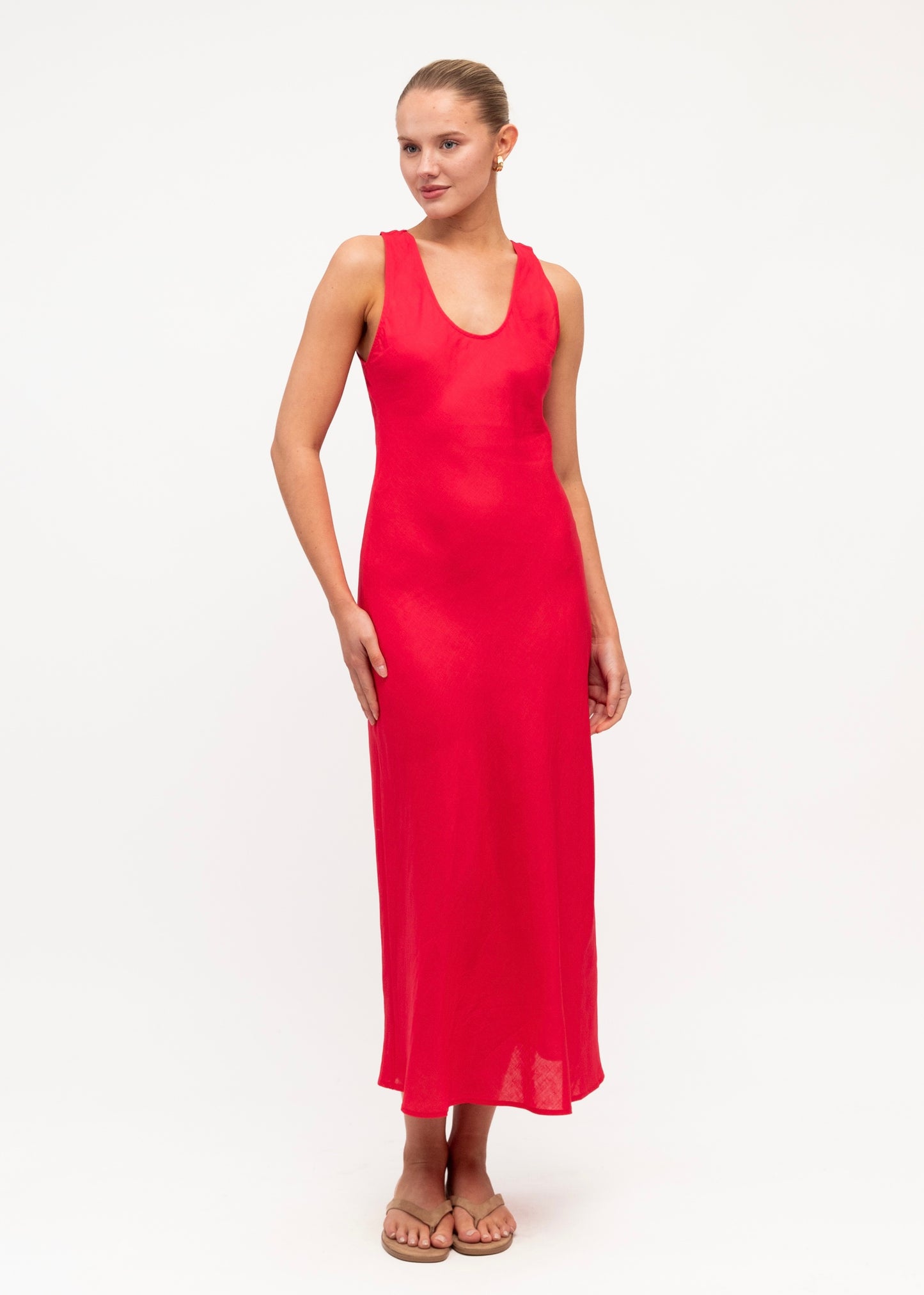 Scoop Midi Dress - Red