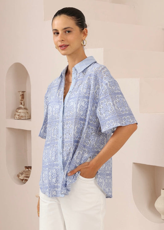 Lace Shirt | Blue