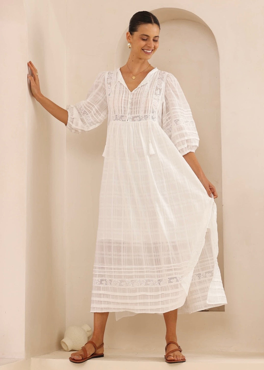 Lace Maxi Dress | White