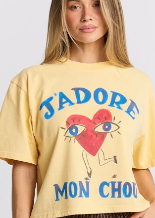 J’adore Mon Chou Boxy Crop T-shirt | Butter
