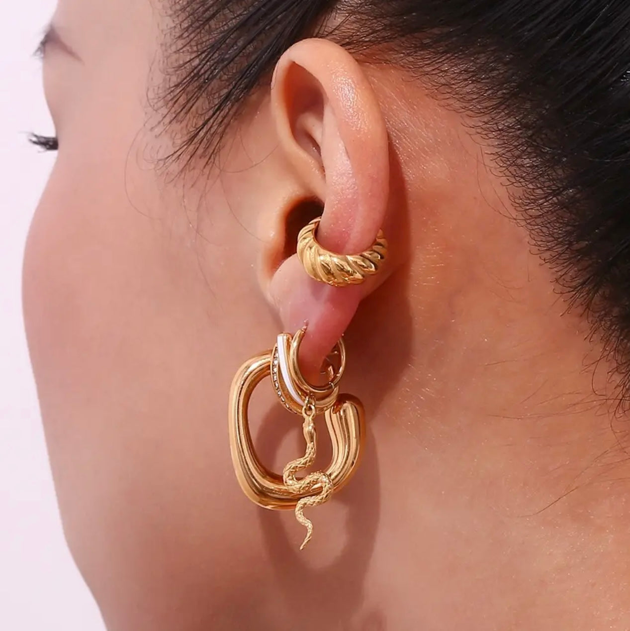 Snake Drop Earring - 18k Gold Plated