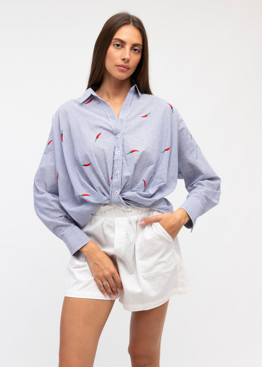 Alessia shirt | Navy Stripe