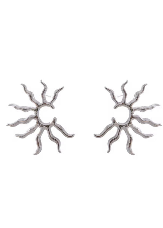 Sunburst Silver Earring