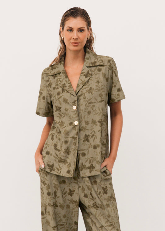 Textured Shirt | Khaki Print