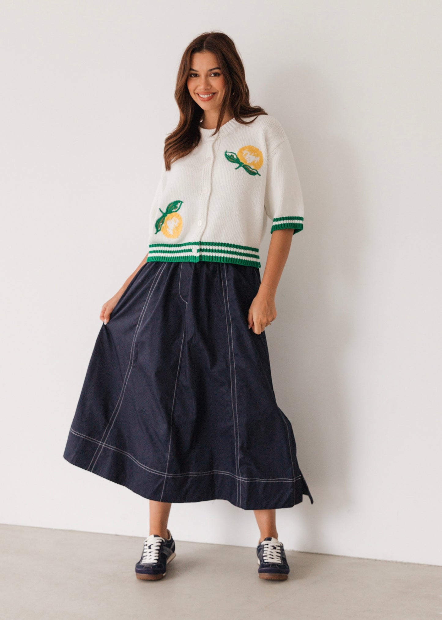 Lemons Embroidered Cardi | Ivory