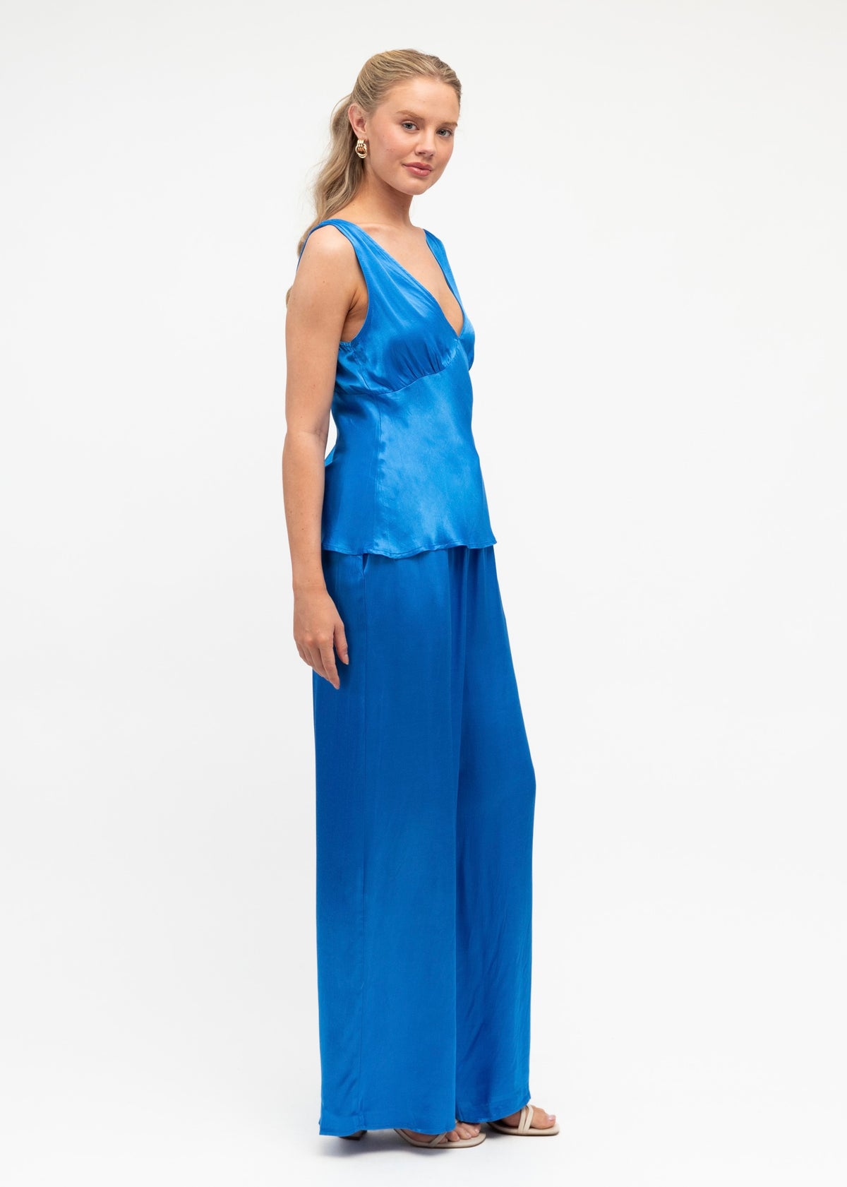 Amara Satin Tank | Blue