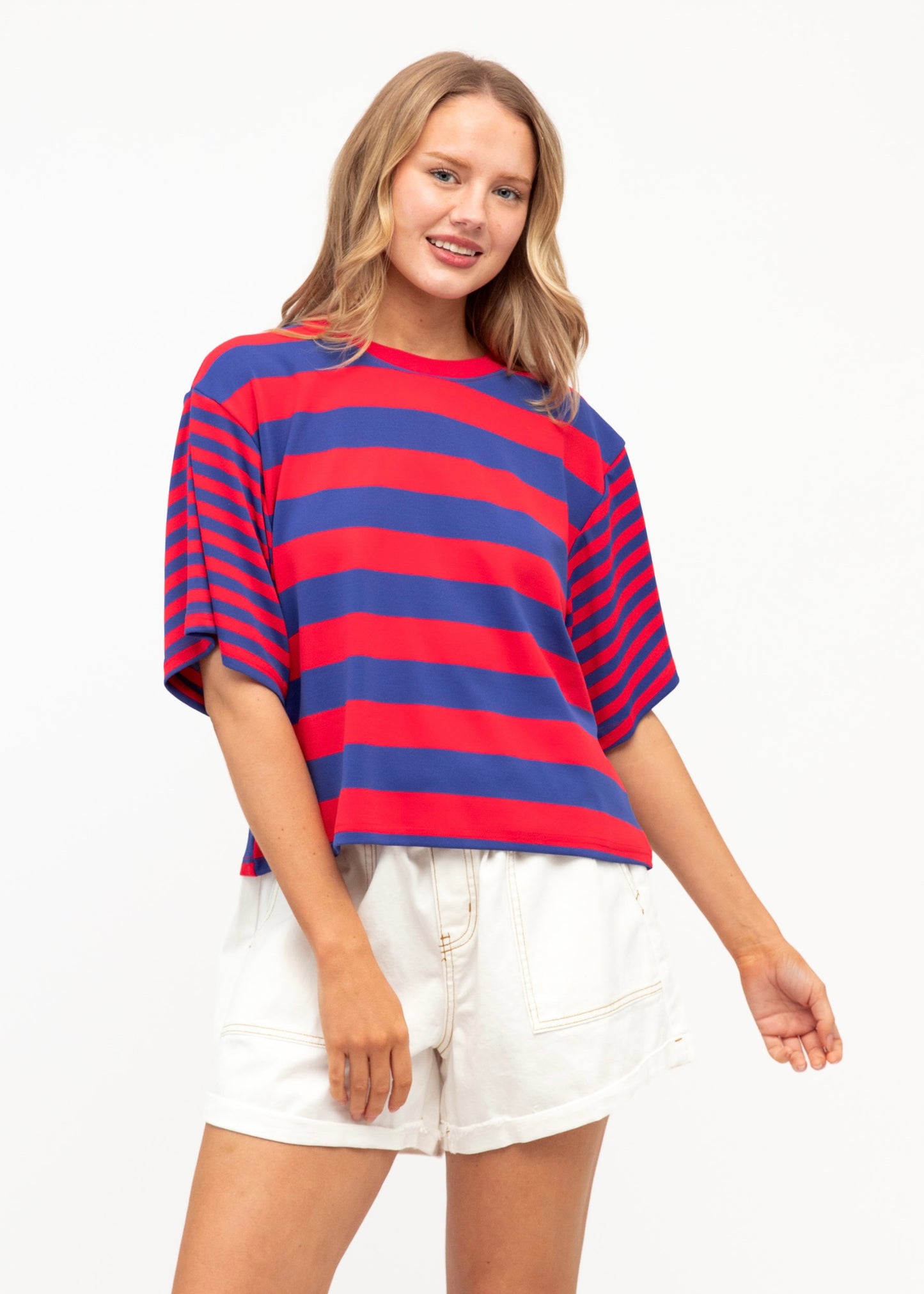 Mandy Stripe Tee - Blue Red Stripe